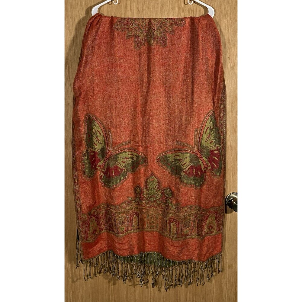 Womens Boho Pashmina Shawl Wrap Butterfly Gypsy Festival Funky Fringe Maximalist